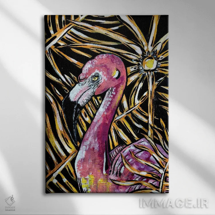 تابلو دکوراتیو فلامینگو اثر نیکولتا پینتس - نمای روبهرو روی دیوار