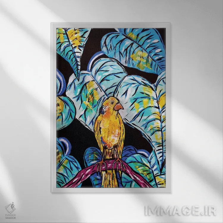 تابلو دکوراتیو قناری اثر نیکولتا پینتس - نمای قابدار سفید