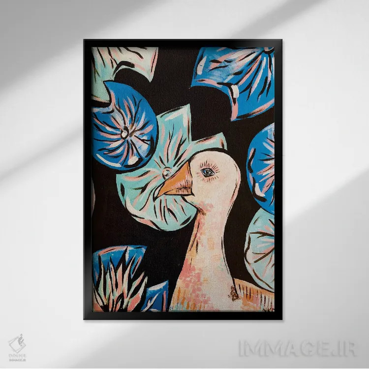 تابلو دکوراتیو غاز اثر نیکولتا پینتس - نمای قابدار مشکی