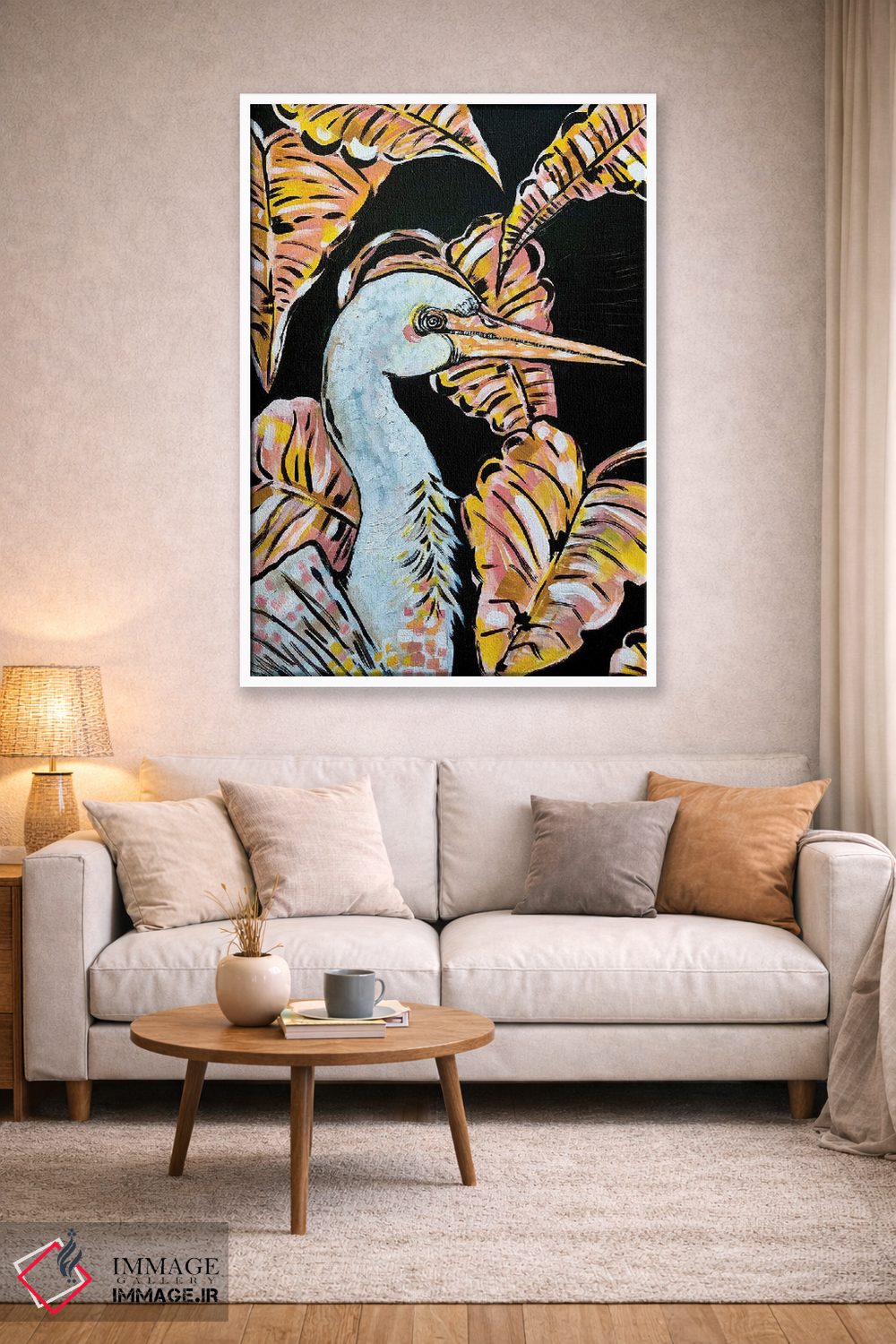 تابلو دکوراتیو درنای صورتی و زرد اثر نیکولتا پینتس - D2W