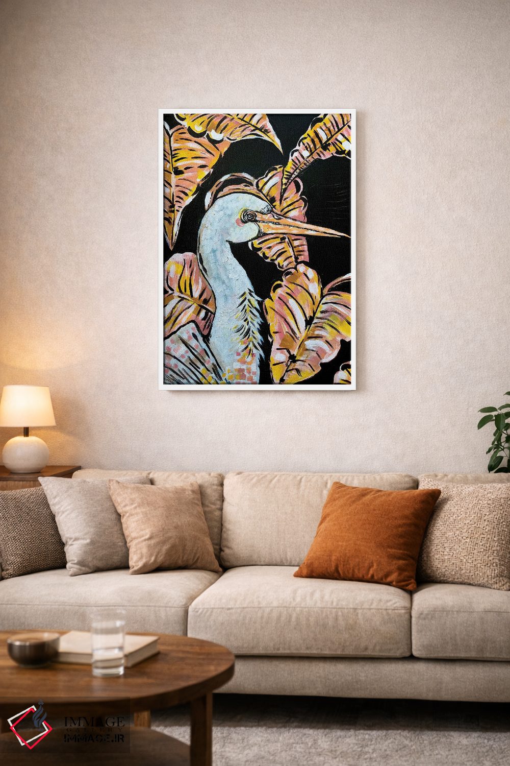 تابلو دکوراتیو درنای صورتی و زرد اثر نیکولتا پینتس - D3W