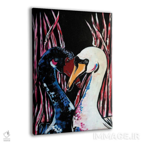تابلو دکوراتیو قوهای عاشق اثر نیکولتا پینتس - نمای پرسپکتیو محصول