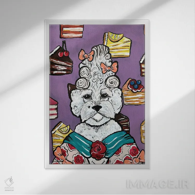 تابلو دکوراتیو ملکه بیشون اثر نیکولتا پینتس - نمای قابدار سفید