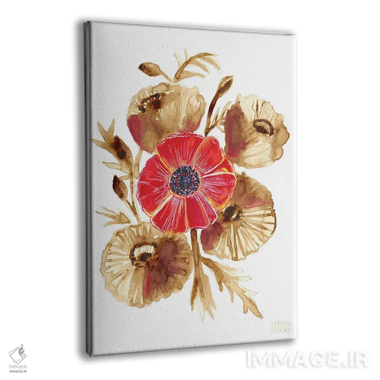 تابلو دکوراتیو شقایق های قهوه ای اثر نیکولتا پینتس - نمای پرسپکتیو محصول