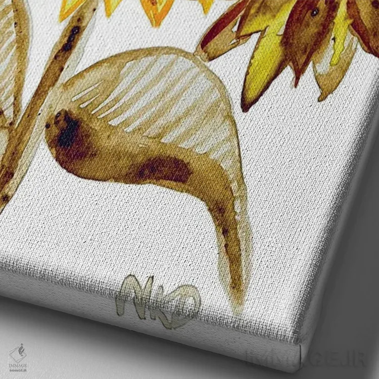 تابلو دکوراتیو آفتابگردان های قهوه ای اثر نیکولتا پینتس - نمای نزدیک بافت بوم