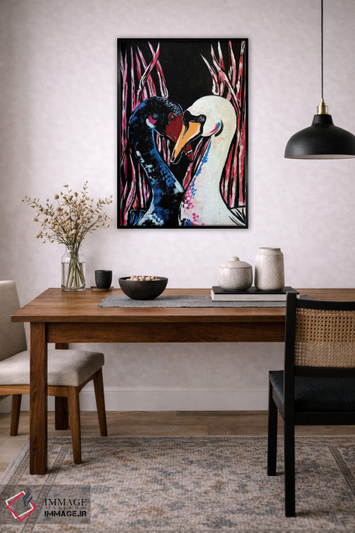تابلو دکوراتیو قوهای عاشق اثر نیکولتا پینتس - D3B