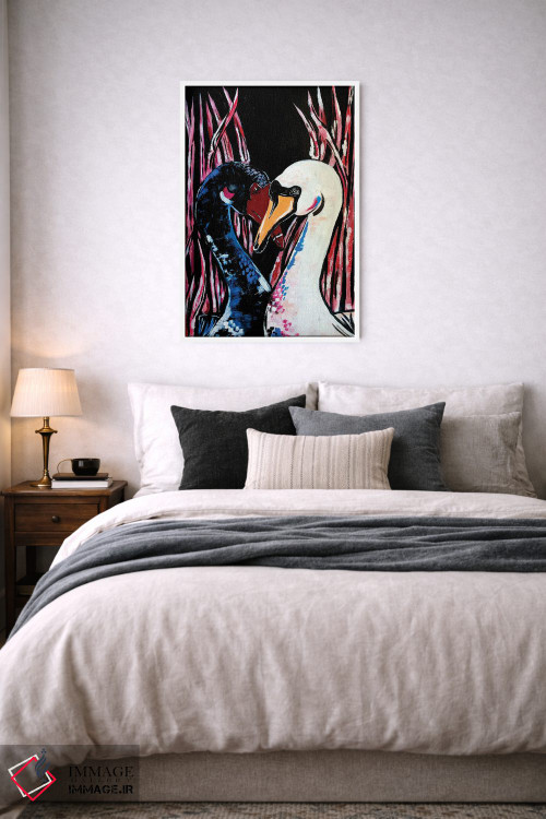 تابلو دکوراتیو قوهای عاشق اثر نیکولتا پینتس - D5W