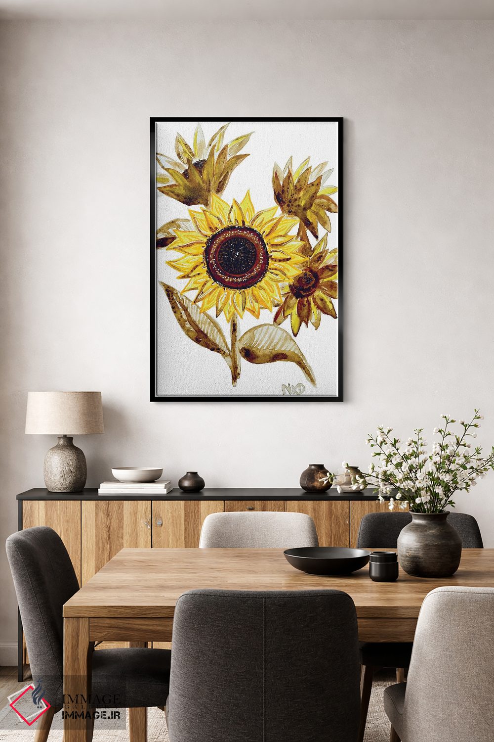 تابلو دکوراتیو آفتابگردان های قهوه ای اثر نیکولتا پینتس - D3B