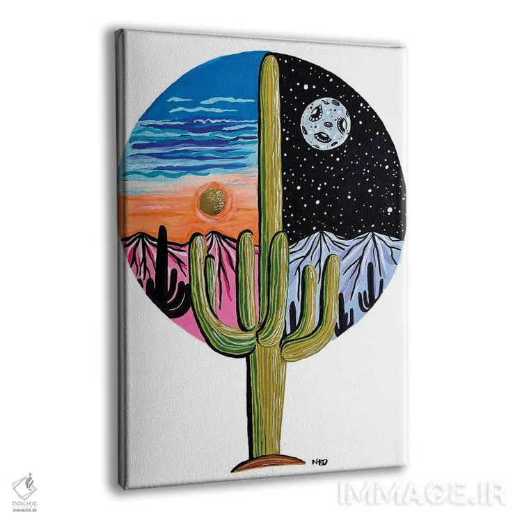 تابلو دکوراتیو ساقوارو شب و روز اثر نیکولتا پینتس - نمای پرسپکتیو محصول