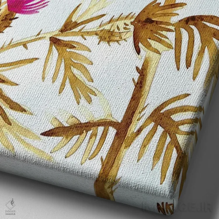 تابلو دکوراتیو خار مقدس قهوه ای اثر نیکولتا پینتس - نمای نزدیک بافت بوم