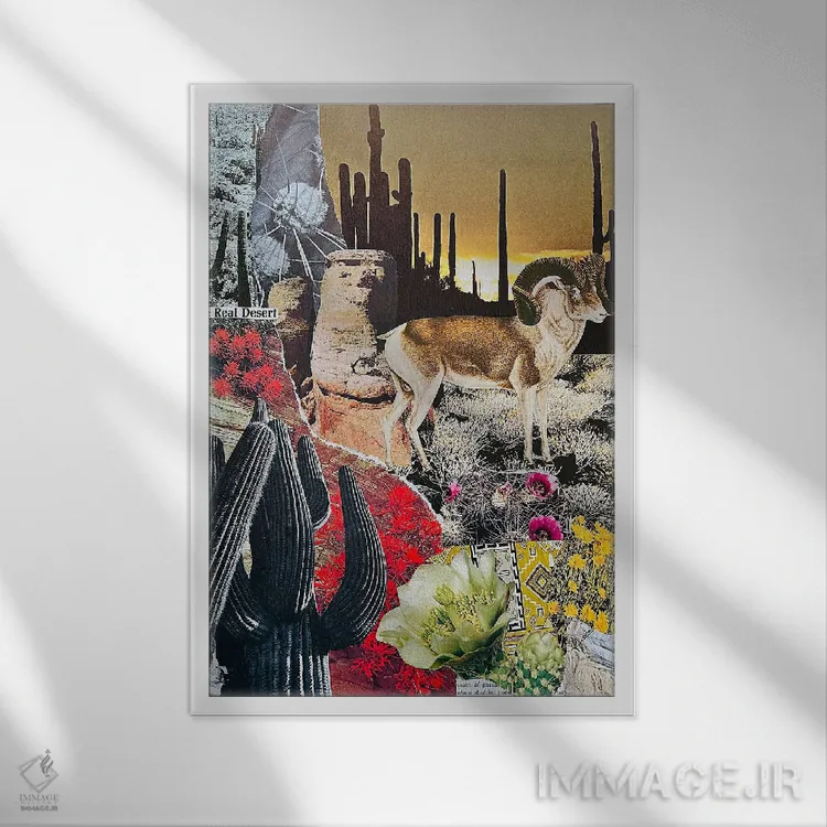 تابلو دکوراتیو بیابان واقعی اثر نیکولتا پینتس - نمای قابدار سفید