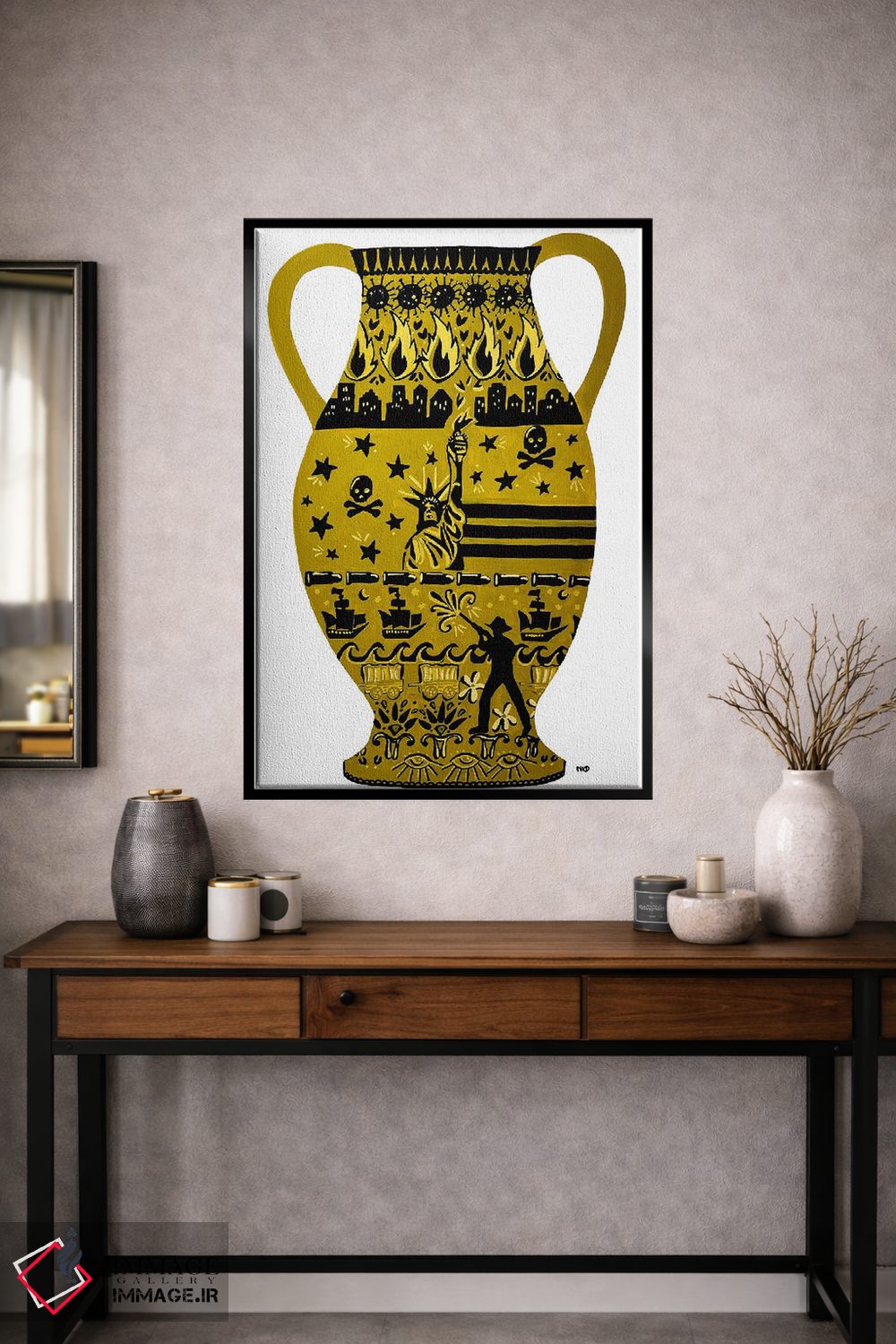 تابلو دکوراتیو گلدان سبک آمریکایی اثر نیکولتا پینتس - D1B