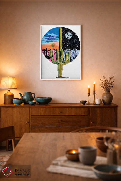 تابلو دکوراتیو ساقوارو شب و روز اثر نیکولتا پینتس - D6W