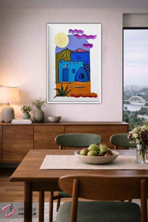 تابلو دکوراتیو خانه آجری آبی اثر نیکولتا پینتس - D4W