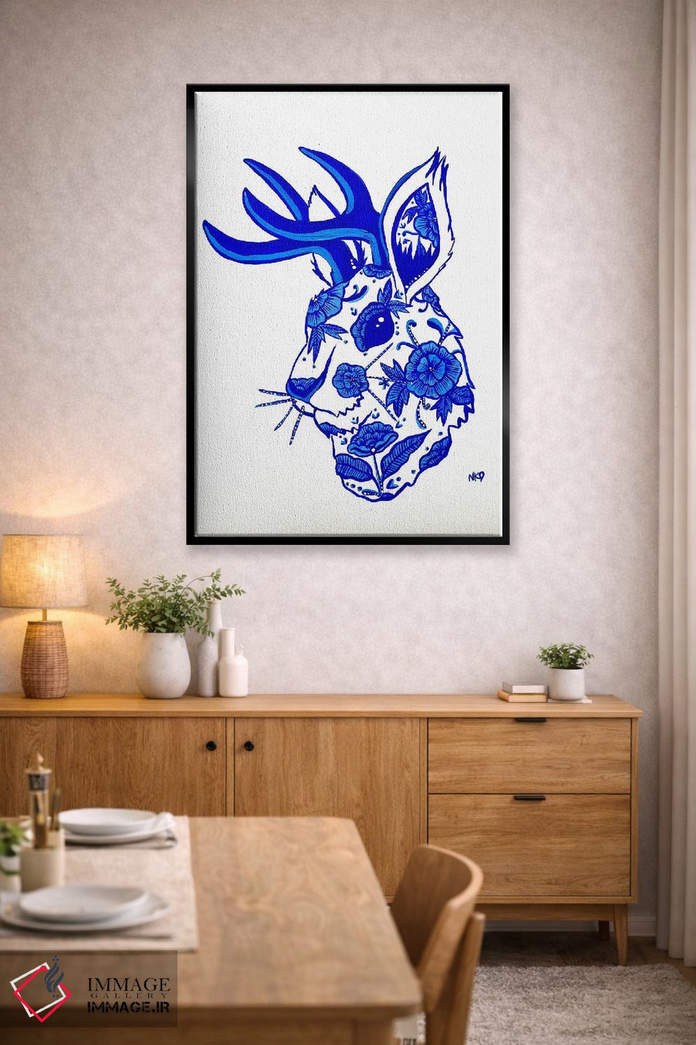 تابلو مینیمال جکالوپ آبی و سفید اثر نیکولتا پینتس - D2B