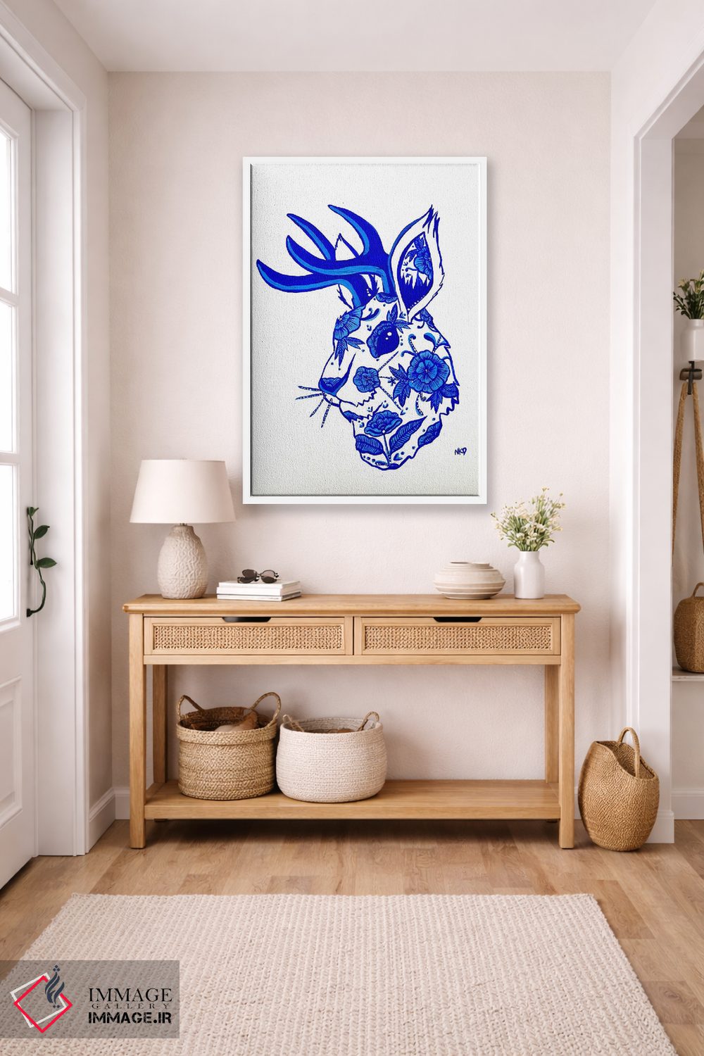 تابلو مینیمال جکالوپ آبی و سفید اثر نیکولتا پینتس - D4W