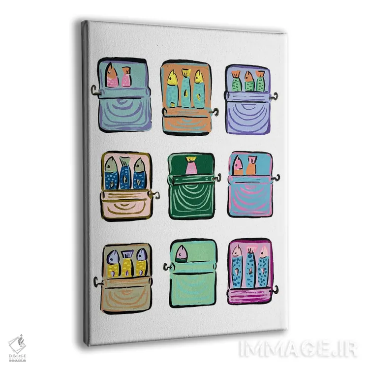 تابلو دکوراتیو قوطی ماهی سارباور اثر نیکولتا پینتس - نمای پرسپکتیو محصول