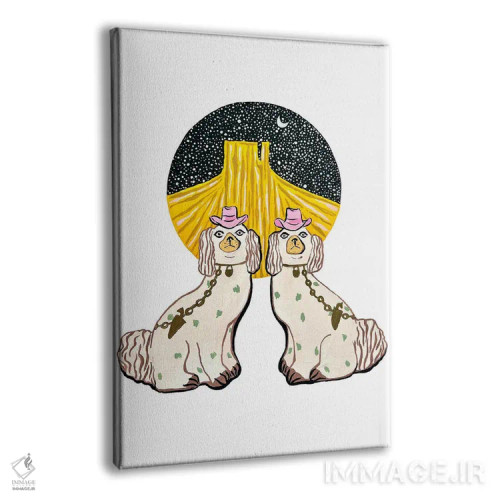 تابلو دکوراتیو سگ های استافوردشایر غربی اثر نیکولتا پینتس - نمای پرسپکتیو محصول