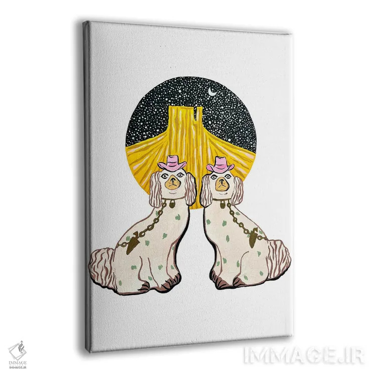 تابلو دکوراتیو سگ های استافوردشایر غربی اثر نیکولتا پینتس - نمای پرسپکتیو محصول