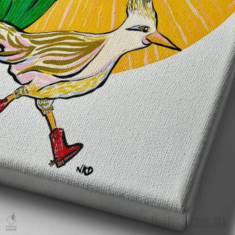 تابلو دکوراتیو دونده جاده ای با چکمه گاوچرانی اثر نیکولتا پینتس - نمای نزدیک بافت بوم