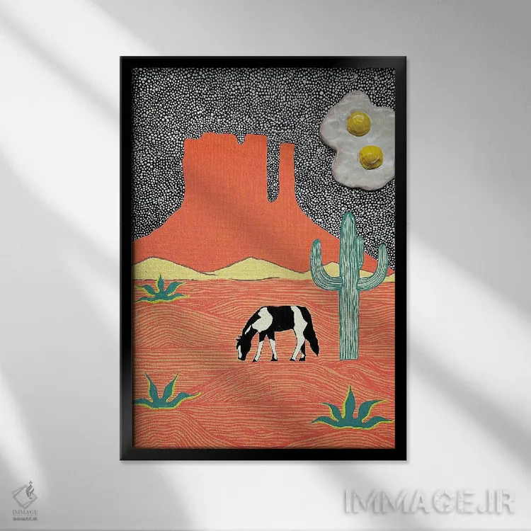 تابلو دکوراتیو ماه با دو زرده اثر نیکولتا پینتس - نمای قابدار مشکی