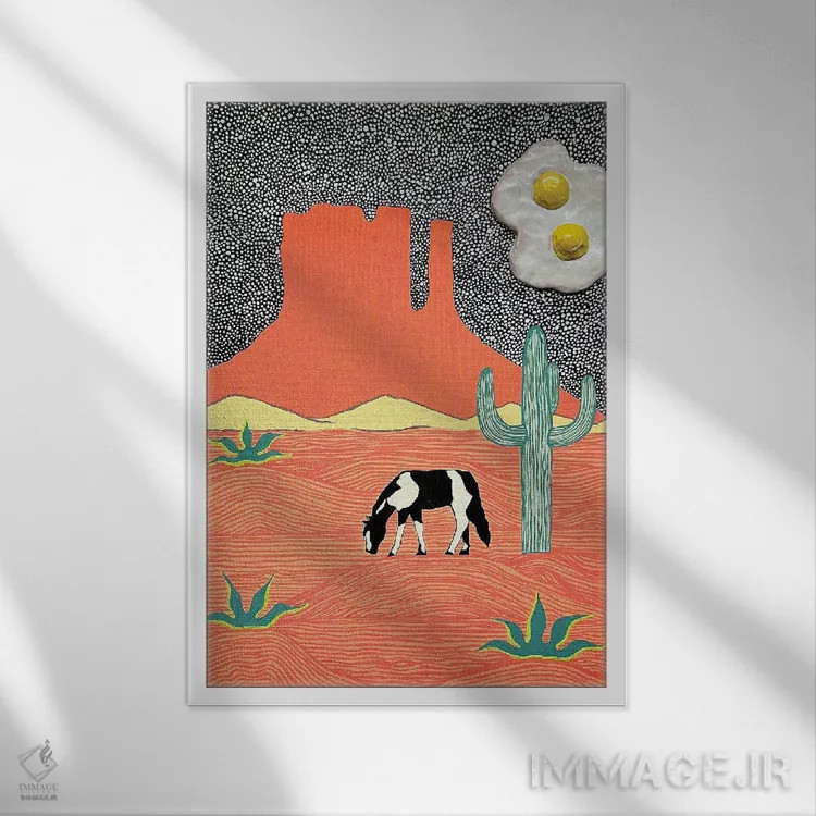 تابلو دکوراتیو ماه با دو زرده اثر نیکولتا پینتس - نمای قابدار سفید