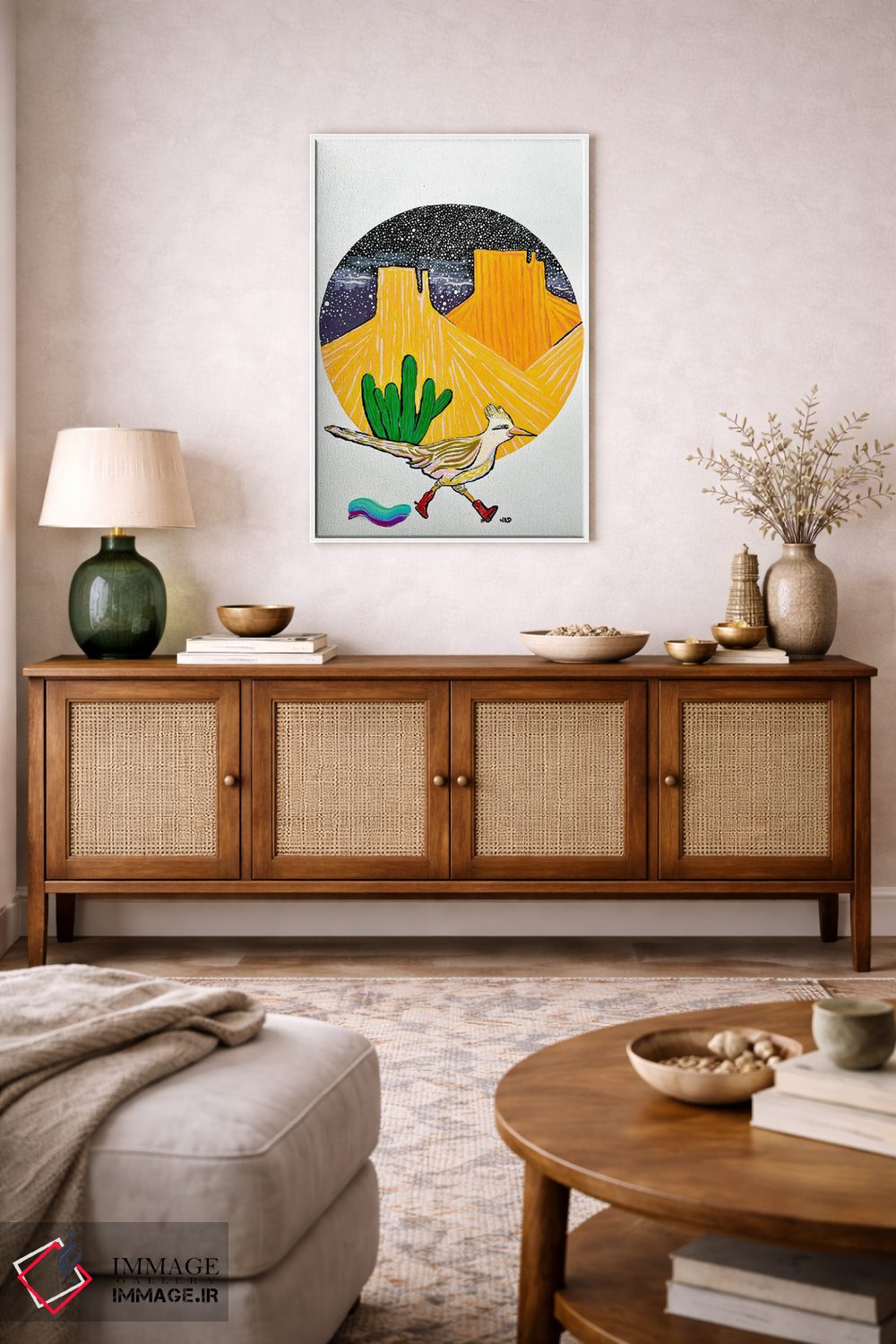 تابلو دکوراتیو دونده جاده ای با چکمه گاوچرانی اثر نیکولتا پینتس - D3W