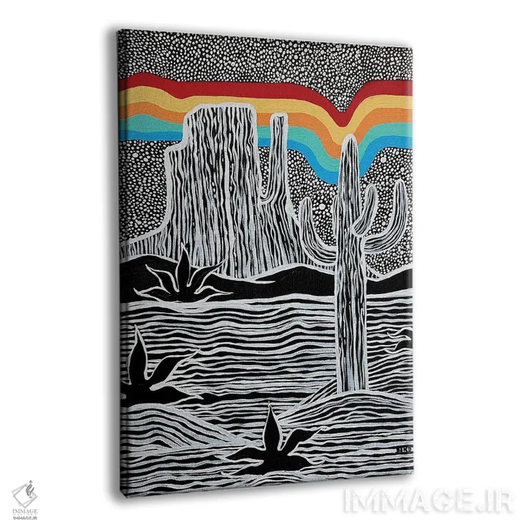 تابلو دکوراتیو بیابان رترو سیاه و سفید اثر نیکولتا پینتس - نمای پرسپکتیو محصول