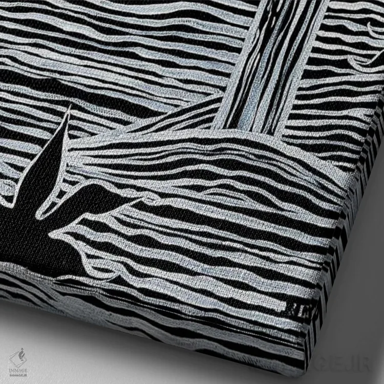 تابلو دکوراتیو بیابان رترو سیاه و سفید اثر نیکولتا پینتس - نمای نزدیک بافت بوم