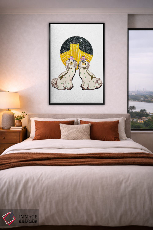 تابلو دکوراتیو سگ های استافوردشایر غربی اثر نیکولتا پینتس - D6B