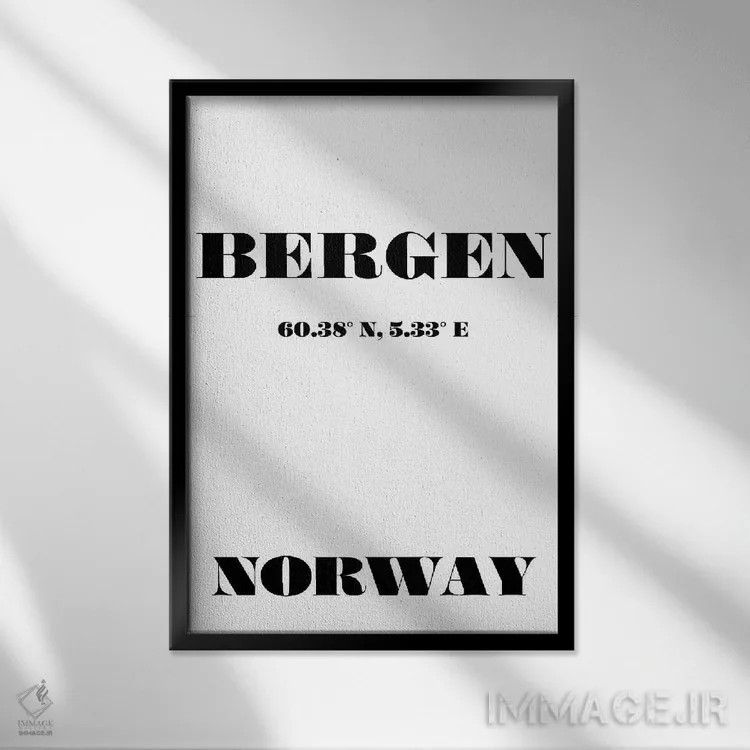 تابلو مدرن برگن اثر نوردیک پرینت استودیو - نمای قابدار مشکی