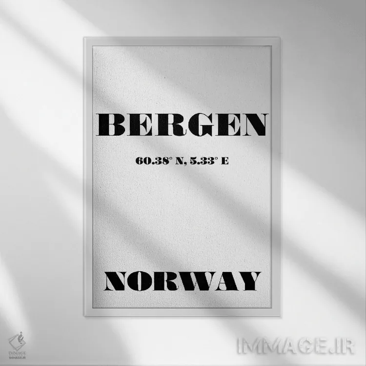 تابلو مدرن برگن اثر نوردیک پرینت استودیو - نمای قابدار سفید