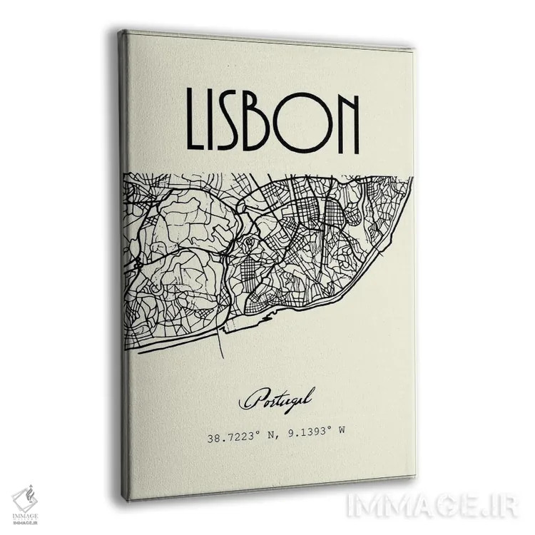 تابلو مدرن نقشه شهر لیسبون اثر نوردیک پرینت استودیو - نمای پرسپکتیو محصول