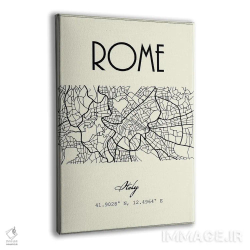 تابلو مدرن نقشه شهر رم اثر نوردیک پرینت استودیو - نمای پرسپکتیو محصول
