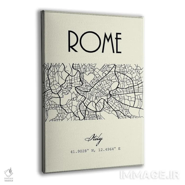 تابلو مدرن نقشه شهر رم اثر نوردیک پرینت استودیو - نمای پرسپکتیو محصول