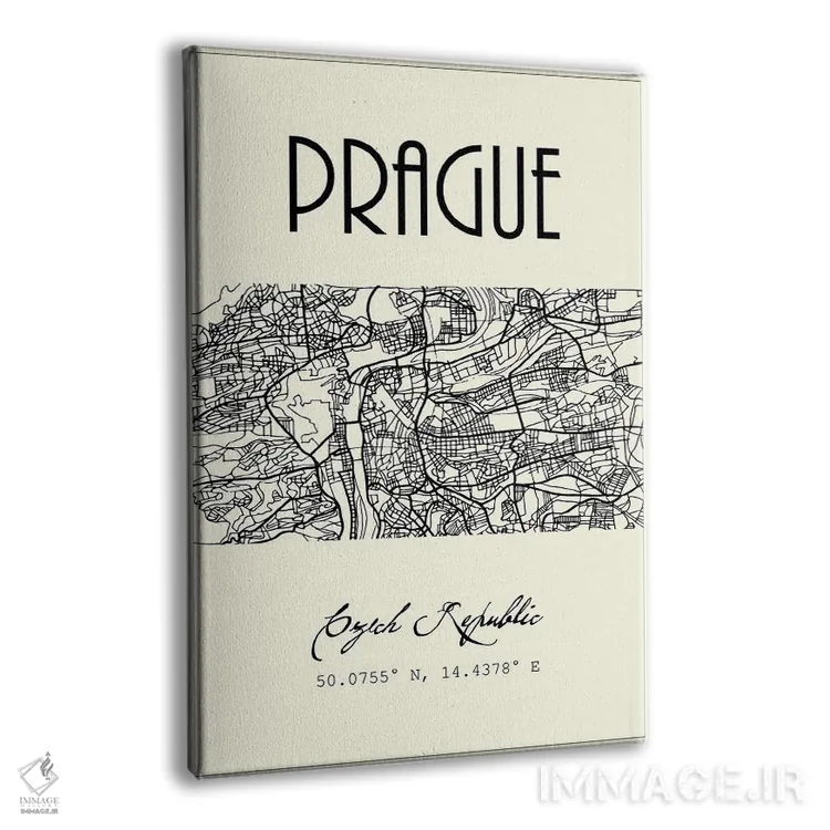 تابلو مدرن نقشه شهر پراگ اثر نوردیک پرینت استودیو - نمای پرسپکتیو محصول