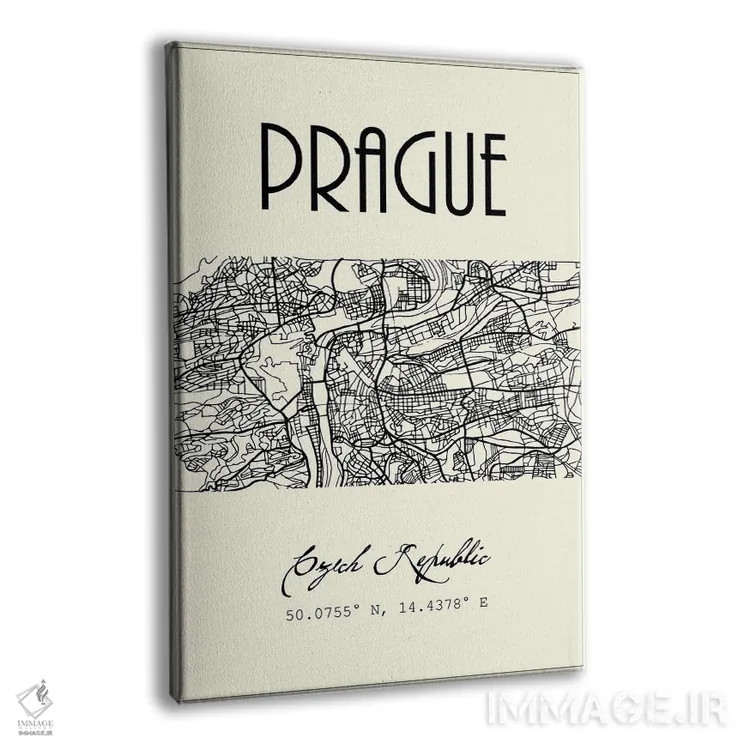 تابلو مدرن نقشه شهر پراگ اثر نوردیک پرینت استودیو - نمای پرسپکتیو محصول