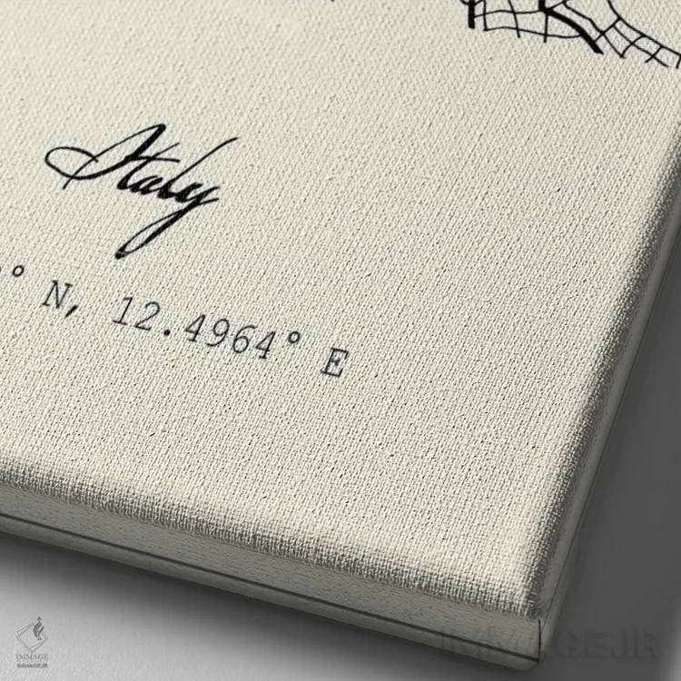 تابلو مدرن نقشه شهر رم اثر نوردیک پرینت استودیو - نمای نزدیک بافت بوم