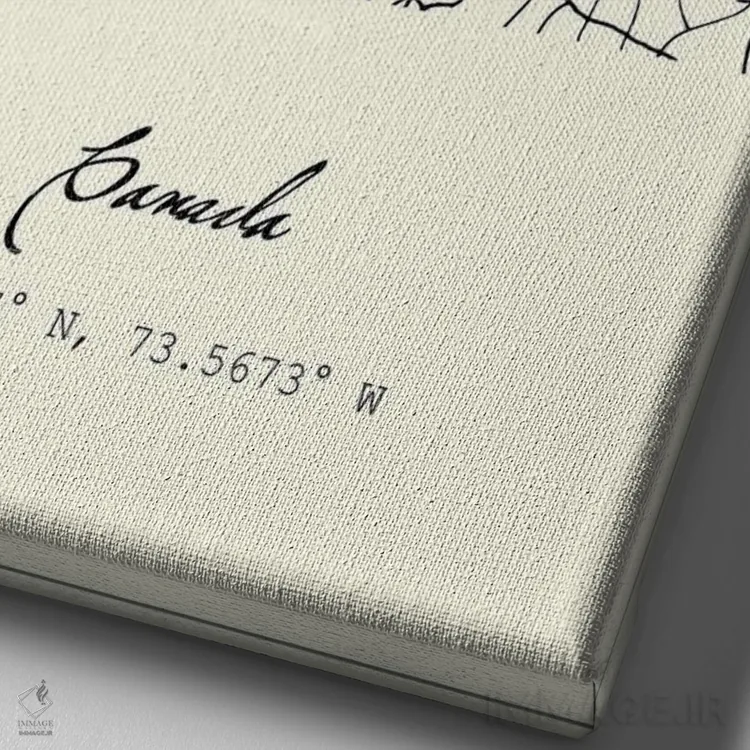 تابلو مدرن نقشه شهر مونترال اثر نوردیک پرینت استودیو - نمای نزدیک بافت بوم