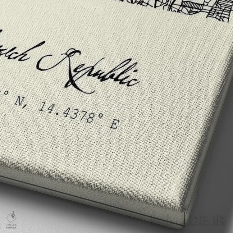 تابلو مدرن نقشه شهر پراگ اثر نوردیک پرینت استودیو - نمای نزدیک بافت بوم