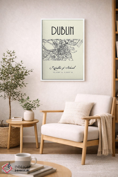 تابلو مدرن نقشه شهر دوبلین اثر نوردیک پرینت استودیو - D5W