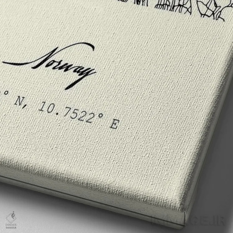 تابلو مدرن نقشه شهر اسلو اثر نوردیک پرینت استودیو - نمای نزدیک بافت بوم