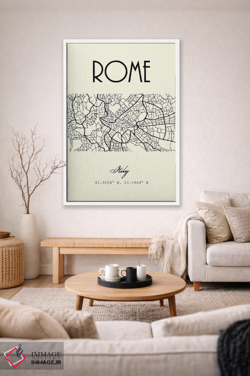 تابلو مدرن نقشه شهر رم اثر نوردیک پرینت استودیو - D1W
