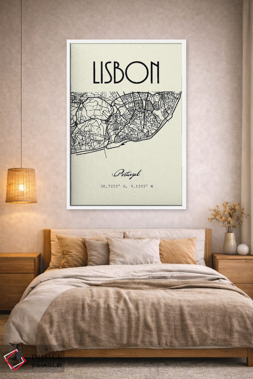 تابلو مدرن نقشه شهر لیسبون اثر نوردیک پرینت استودیو - D1W