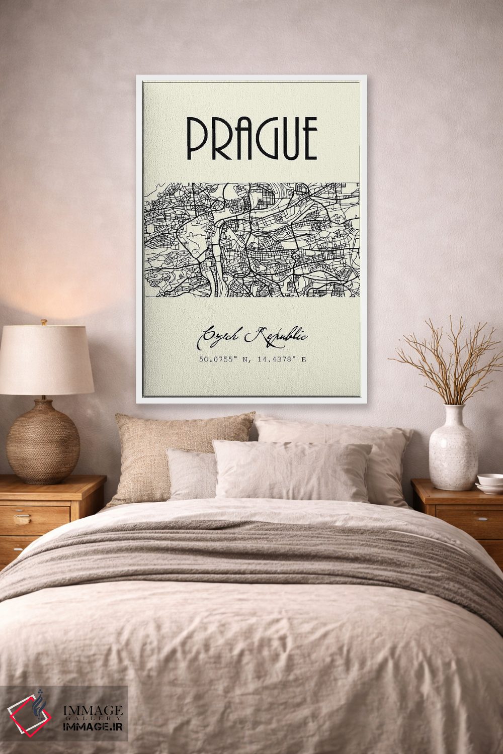 تابلو مدرن نقشه شهر پراگ اثر نوردیک پرینت استودیو - D1W