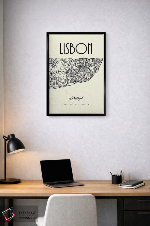 تابلو مدرن نقشه شهر لیسبون اثر نوردیک پرینت استودیو - D2B