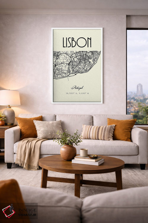 تابلو مدرن نقشه شهر لیسبون اثر نوردیک پرینت استودیو - D4W