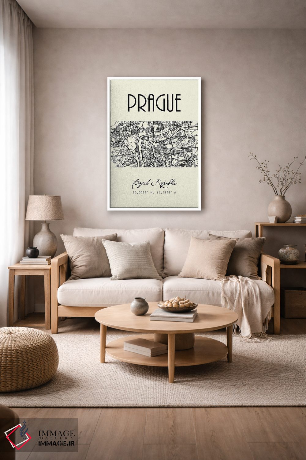 تابلو مدرن نقشه شهر پراگ اثر نوردیک پرینت استودیو - D3W