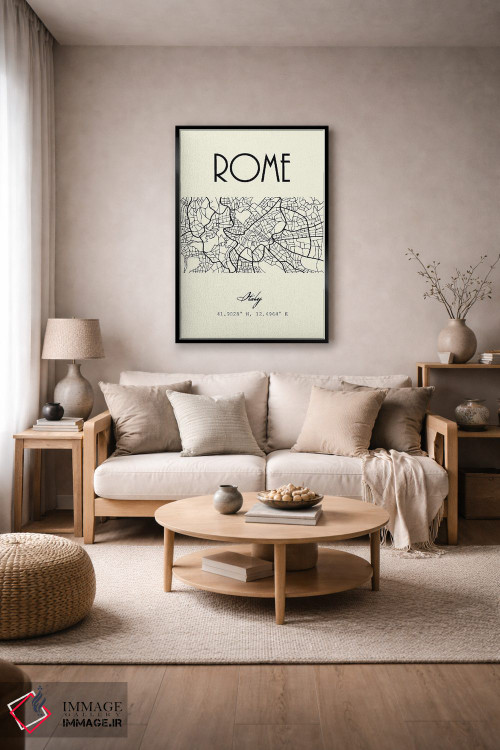 تابلو مدرن نقشه شهر رم اثر نوردیک پرینت استودیو - D5B