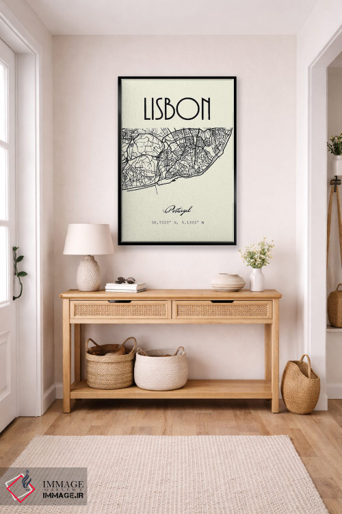تابلو مدرن نقشه شهر لیسبون اثر نوردیک پرینت استودیو - D6B